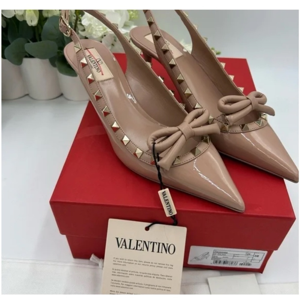 Valentino Garavani rock stud 60 patent leather sling back pumps size 38 - Picture 2 of 10